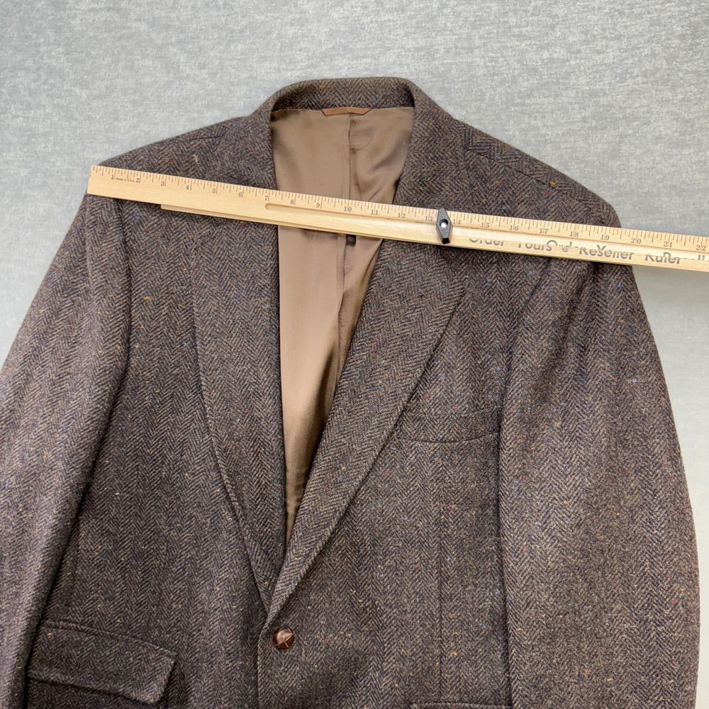 Vintage Tweed Blazer Jacket Men 44 Brown Speckle Wool Sport Coat Imperial Haggar - Picture 12 of 13